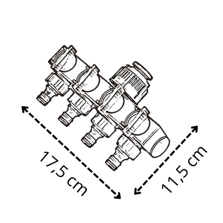 ROZDZIELACZ OGRODOWY 4-DROŻNY 1" - 3/4" - 1/2" -2