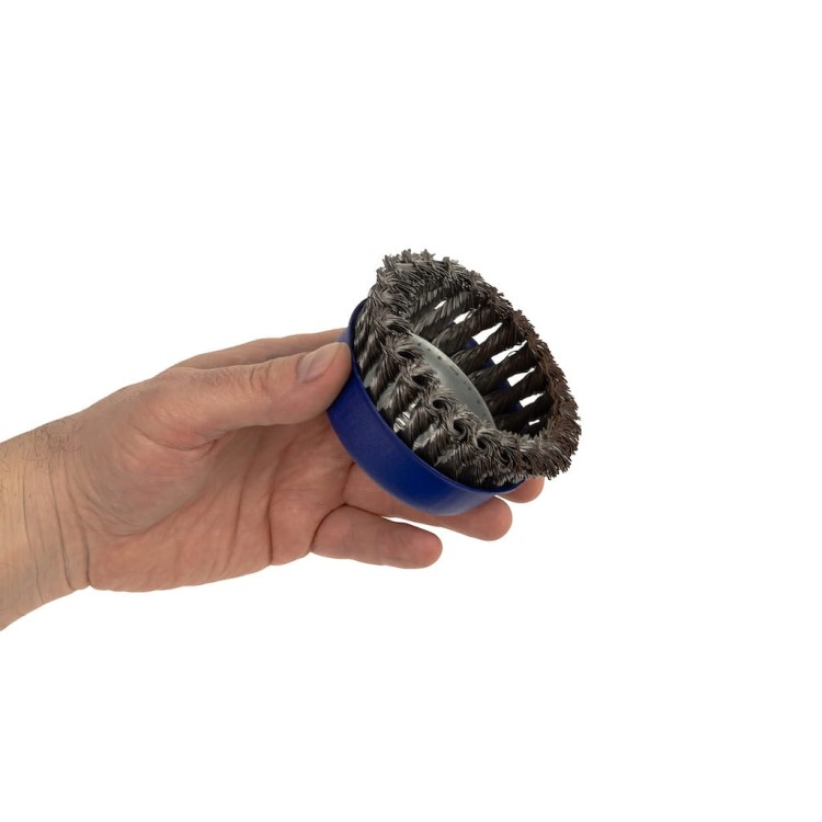 SZCZOTKA DRUCIANA DO SZLIFIERKI STALOWA 4" 10 CM Pleciona-2