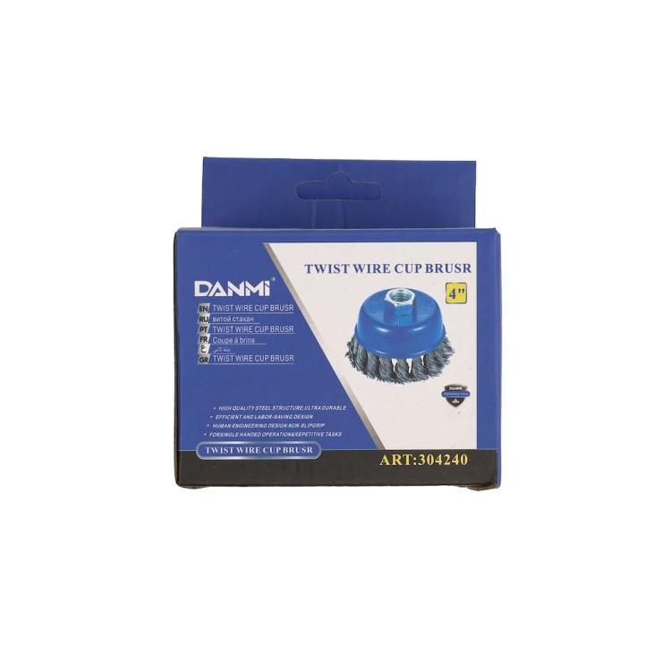 SZCZOTKA DRUCIANA DO SZLIFIERKI STALOWA 4" 10 CM Pleciona-3