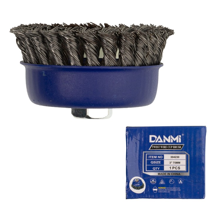 SZCZOTKA DRUCIANA CZOŁOWA STALOWA 3" 75 mm Pleciona -1