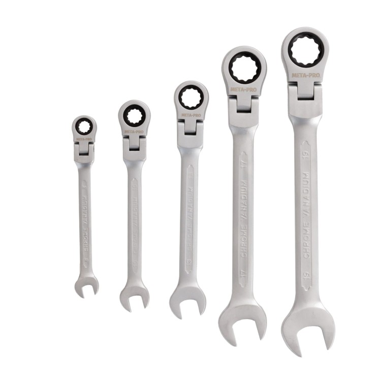 KLUCZE płasko-oczkowe z grzechotką i przegubem 8 MM 10 MM 13 MM 17 MM 19 MM-2