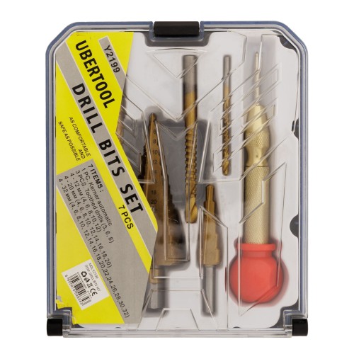 ZESTAW WIERTEŁ STOPNIOWYCH, FREZUJĄCYCH I PUNTAK – 7 ELEMENTÓW -2