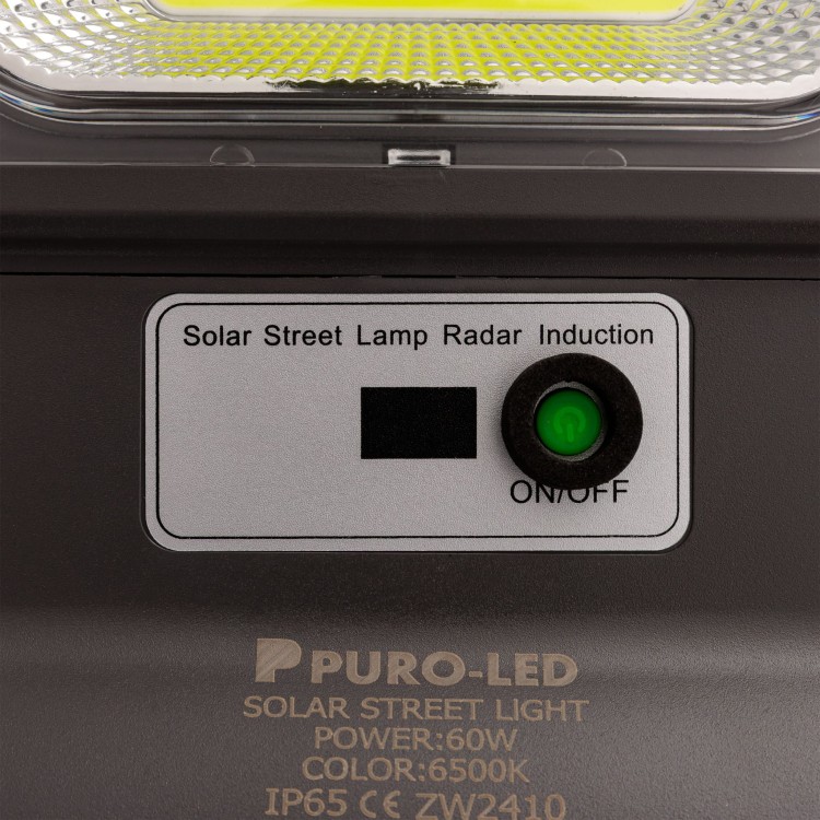 LAMPA ULICZNA LATARNIA SOLARNA LED 60W 5000lm Z CZUJNIKIEM RUCHU ZMIERZCHU + PILOT-4