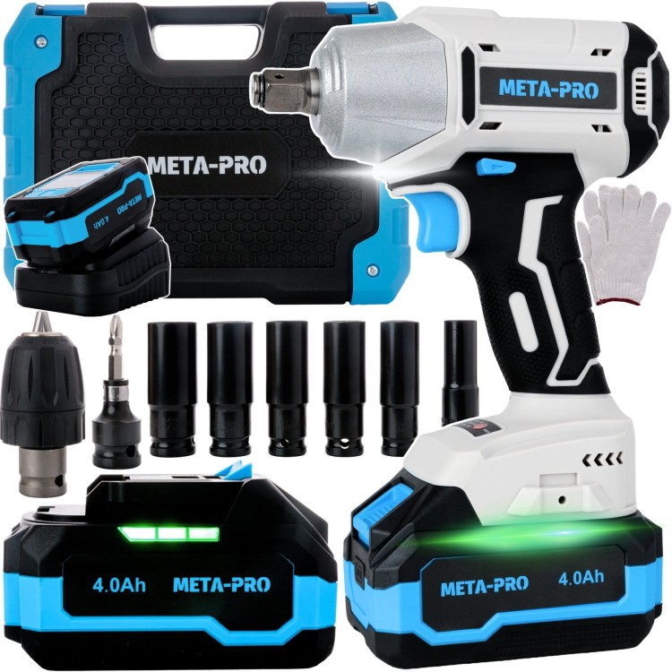 KLUCZ UDAROWY BEZSZCZOTKOWY WKRĘTARKA 3W1 750NM ZESTAW 2x AKU 4.0AH 20V-1