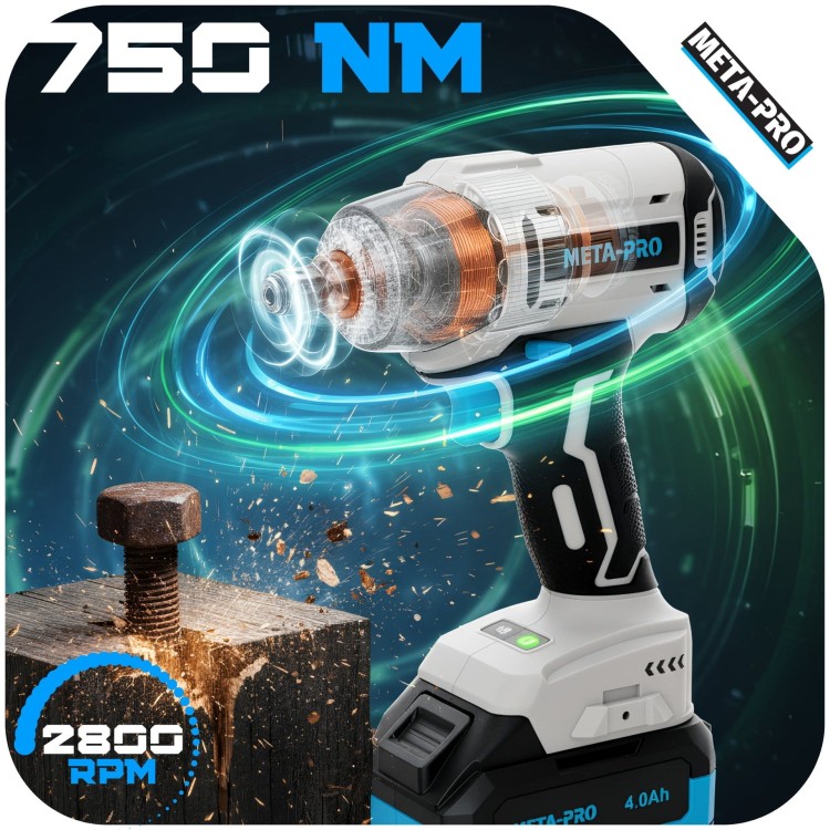 KLUCZ UDAROWY BEZSZCZOTKOWY WKRĘTARKA 3W1 750NM ZESTAW 2x AKU 4.0AH 20V-2