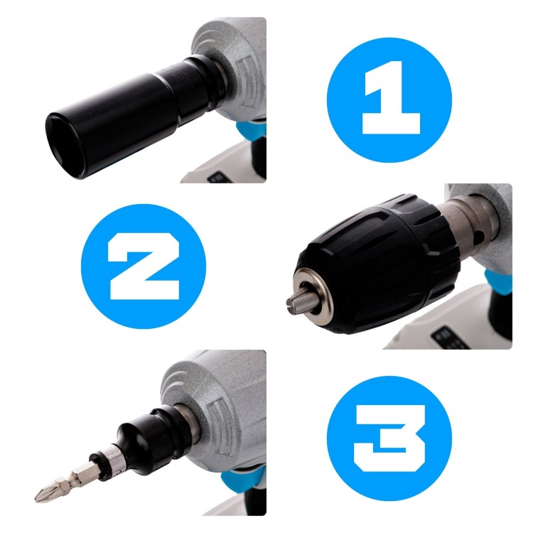 KLUCZ UDAROWY BEZSZCZOTKOWY WKRĘTARKA 3W1 750NM ZESTAW 2x AKU 4.0AH 20V-4