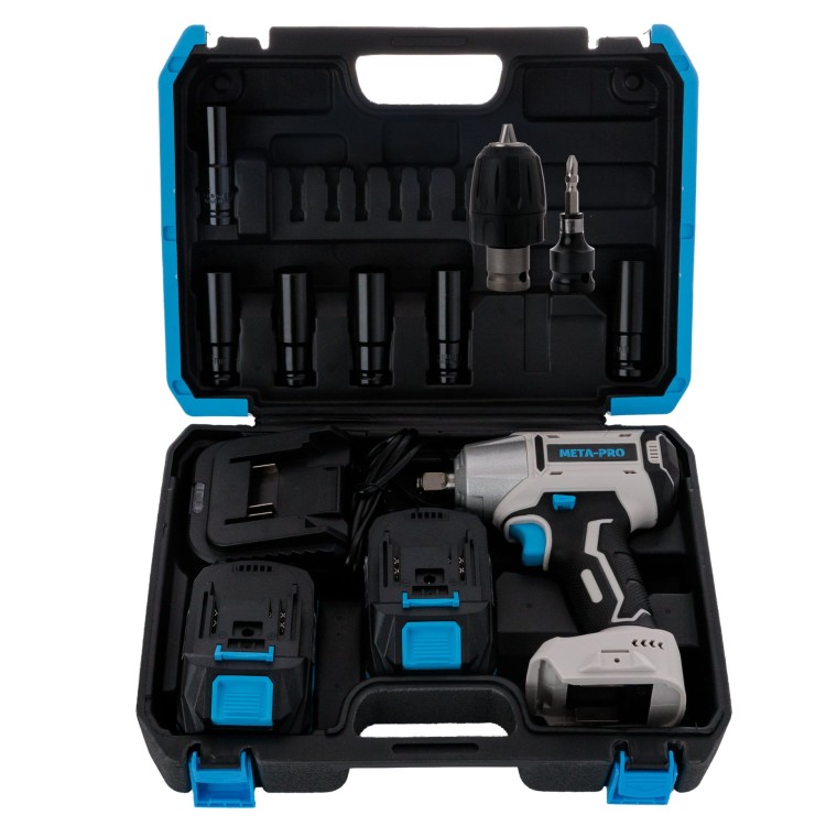 KLUCZ UDAROWY BEZSZCZOTKOWY WKRĘTARKA 3W1 750NM ZESTAW 2x AKU 4.0AH 20V-11