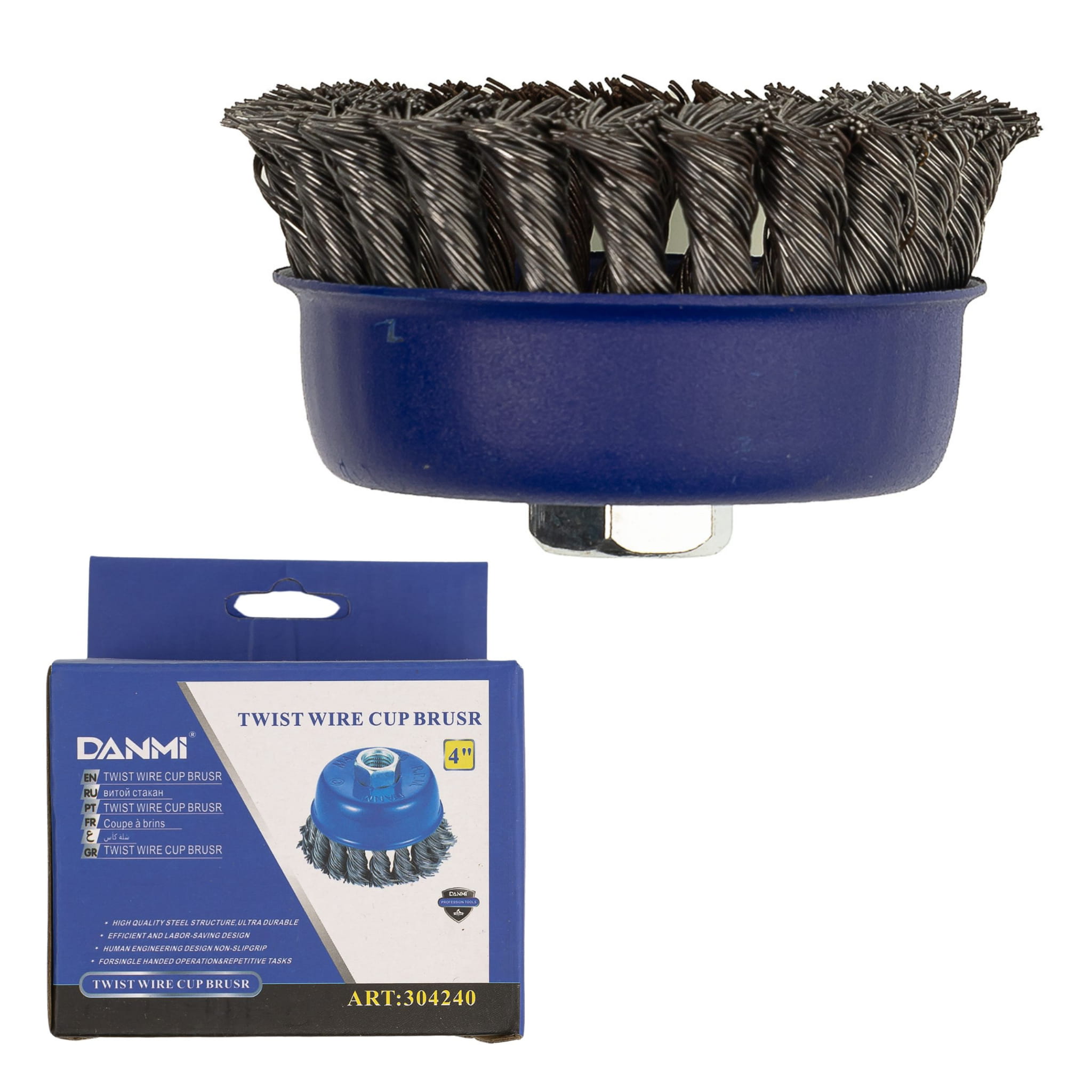 SZCZOTKA DRUCIANA DO SZLIFIERKI STALOWA 4" 10 CM Pleciona-1